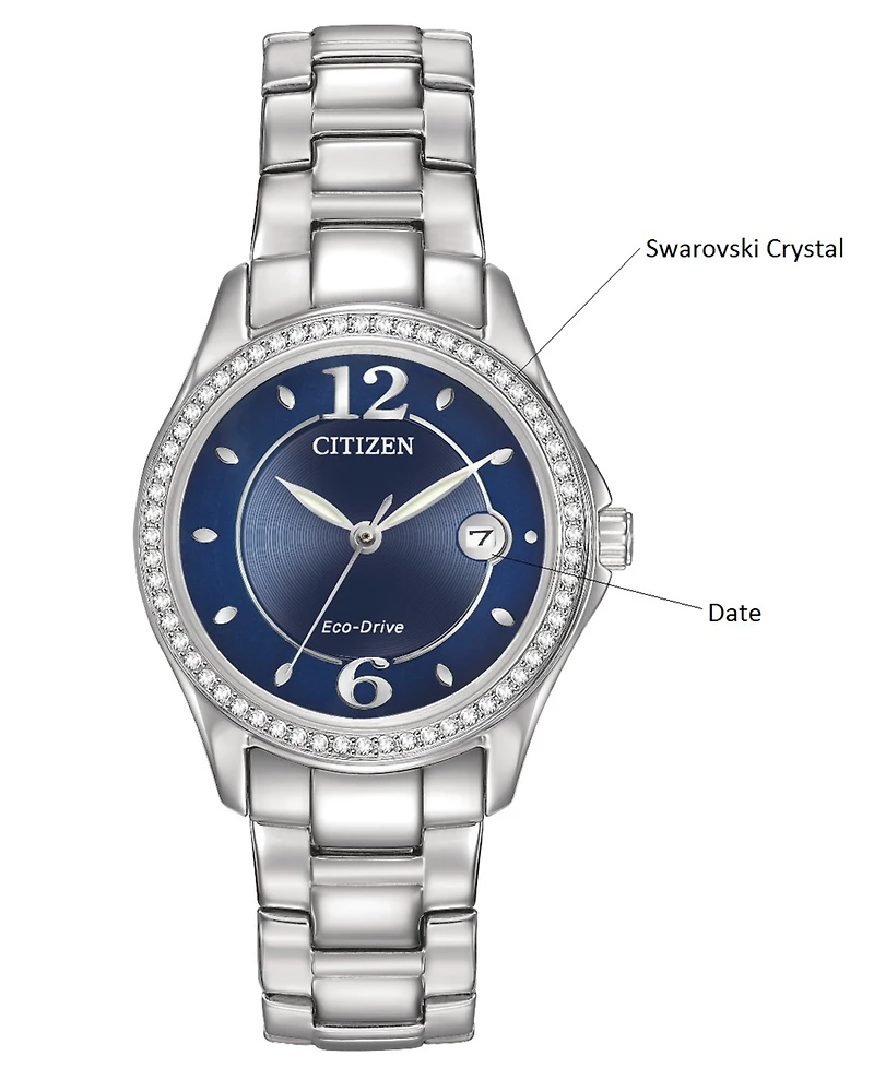 Citizen Women's Eco-Drive Crystal-Accented Stainless Steel Bracelet Watch 29mm FE1140-86L