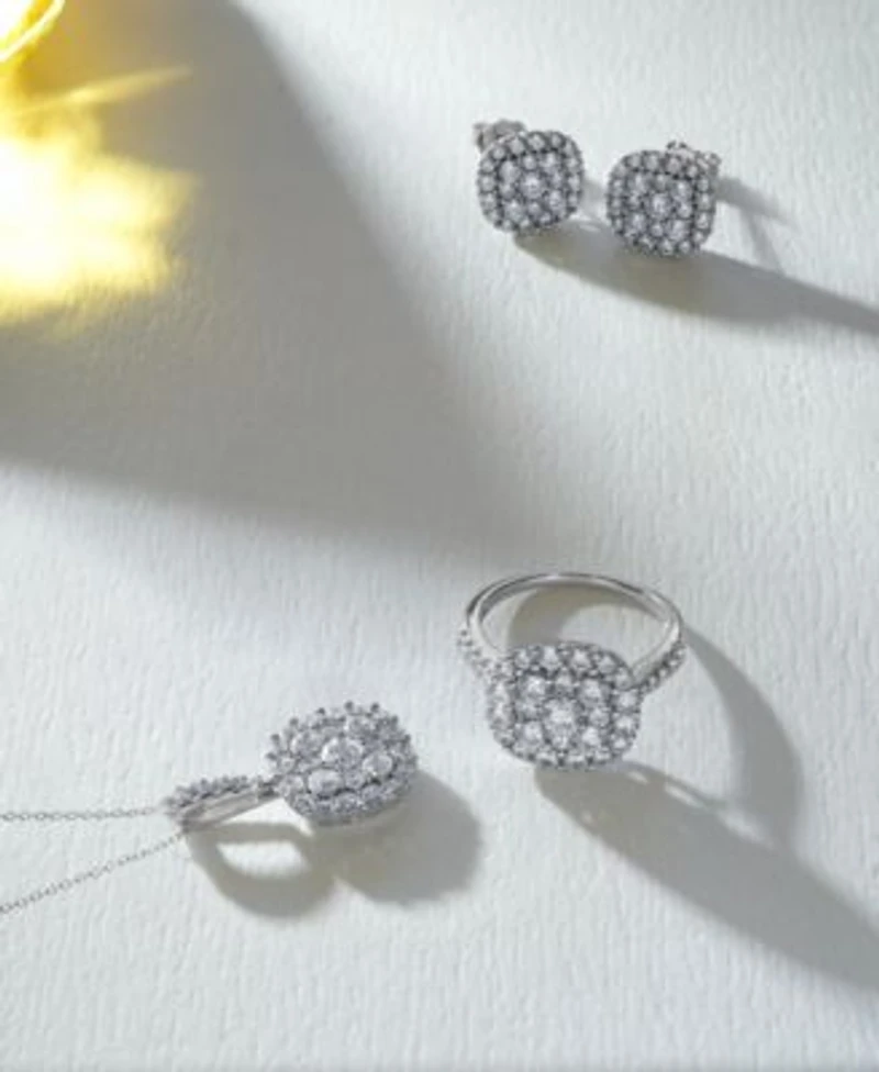 Wrapped In Love Diamond Halo Cluster Pendant Necklace Ring Stud Earrings Collection In 14k White Gold Exclusively At Macys