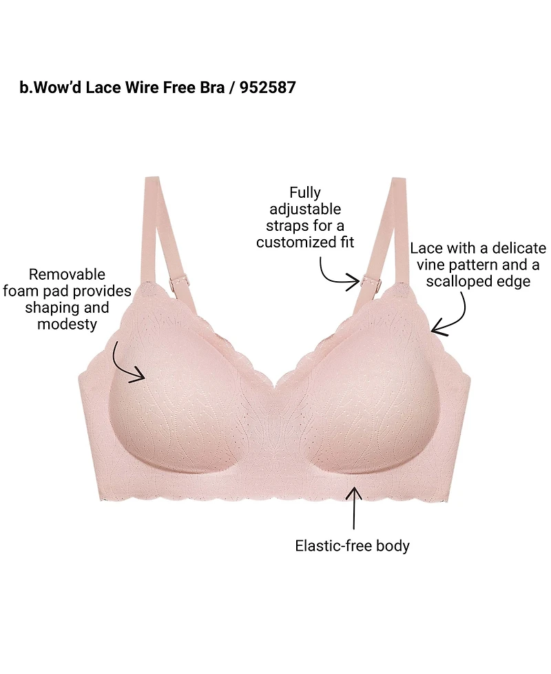 b.tempt'd by Wacoal Women's b.wow'd Lace Wireless Bra 952587