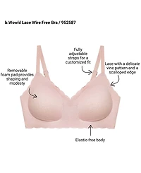 b.tempt'd by Wacoal Women's b.wow'd Lace Wireless Bra 952587