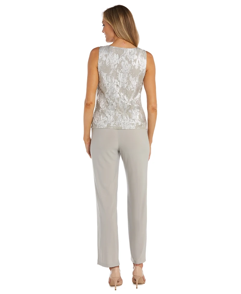 R & M Richards Petite Metallic Swing Jacket, Tank and Pants 3-Pc. Set