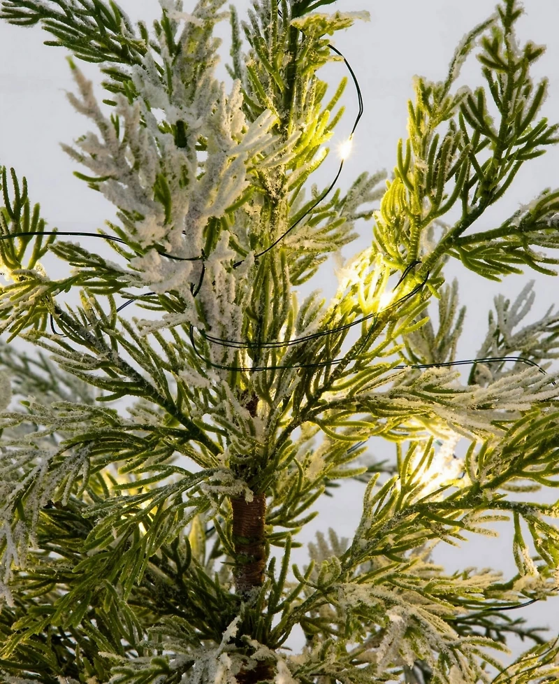 Nearly Natural 18" Pre-Lit Artificial Snowed Cypress Christmas Tree Led Lights in Ceramic Planter