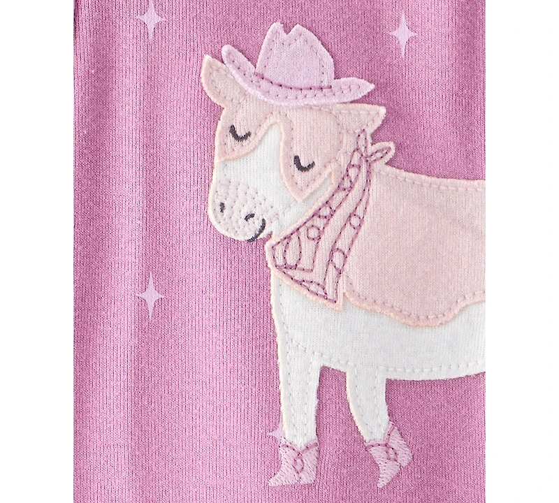 Carter's Baby Girls Cowgirl Cow Applique 100% Cotton Long-Sleeve 2-Way-Zip 1-Piece Footed Pajamas