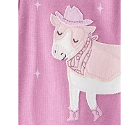 Carter's Baby Girls Cowgirl Cow Applique 100% Cotton Long-Sleeve 2-Way-Zip 1-Piece Footed Pajamas