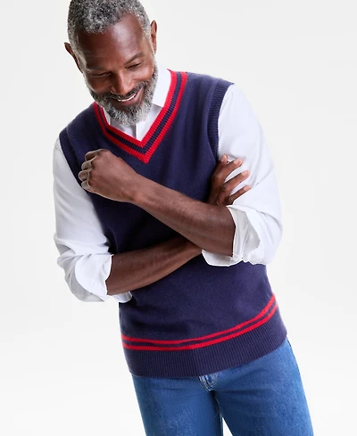 Club Room Men's Regular-Fit 100% Cashmere V-Neck Sweater Vest, Macy's Exclusive