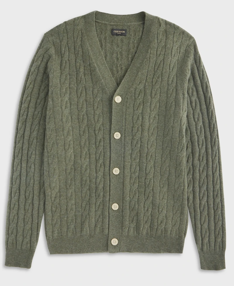 Club Room Men's Regular-Fit Cable-Knit 100% Cashmere Cardigan, Macy's Exclusive