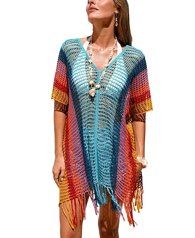 Cupshe Women's Splash of Sunshine Striped Cover-Up Mini Beach Dress