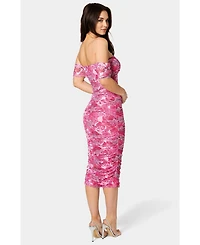Bebe Women's Ruched Midi Dress