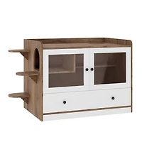 Casainc 43" Cabinet Cat Litter Box Enclosure Hidden Cat Litter Box with Drawer and Stairs