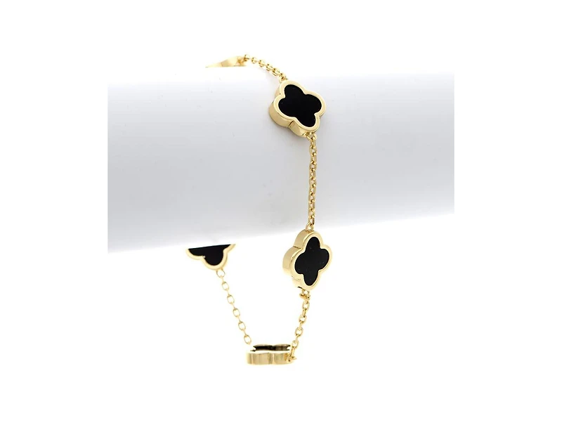 Rivka Friedman Onyx Clover Station Bracelet