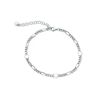 Simona Sterling Silver, Heart Figaro Bracelet
