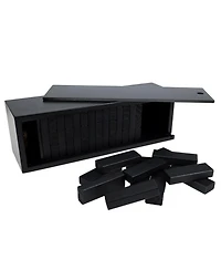 We Games Black Wooden Blocks Stacking Tower Game with Black Wooden Box, 12 in.
