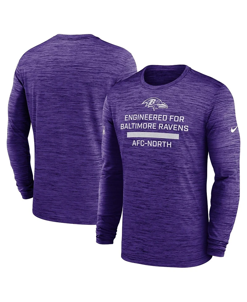 Nike Men's Purple Baltimore Ravens Sideline Velocity Performance Long Sleeve T-Shirt
