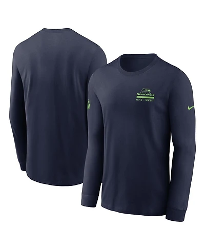 Nike Men's College Navy Seattle Seahawks Sideline Performance Long Sleeve T-Shirt