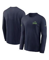 Nike Men's College Navy Seattle Seahawks Sideline Performance Long Sleeve T-Shirt