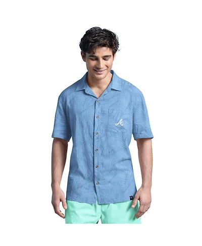 Margaritaville Men's Blue Atlanta Braves Linen Party Button-Up Shirt