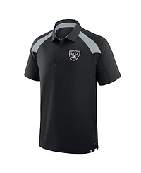 Fanatics Men's Black Las Vegas Raiders Back Around Raglan Polo Shirt