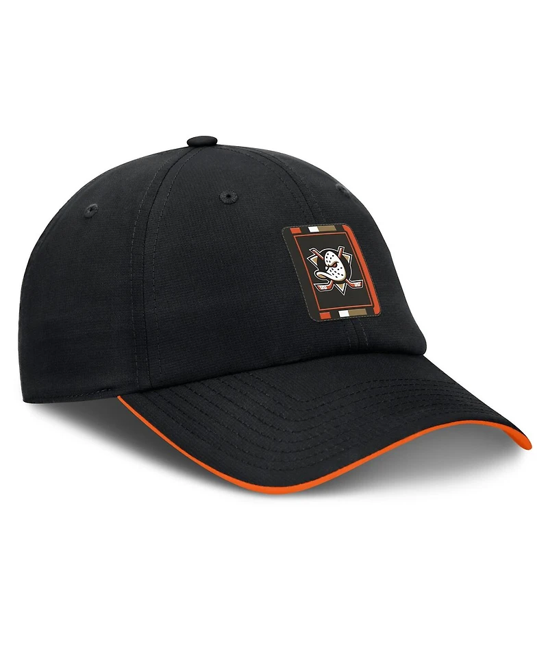 Fanatics Men's Black/Orange Anaheim Ducks Authentic Pro Ripstop Adjustable Hat