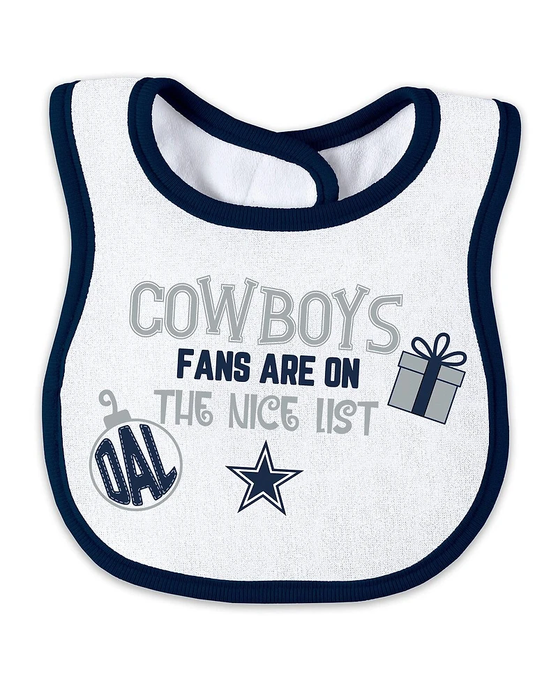 Wear by Erin Andrews Baby Boys and Girls Dallas Cowboys Allover Print Full-Zip Sleeper with Bib Set
