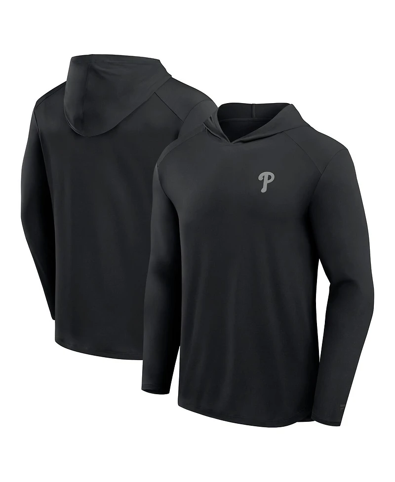 Fanatics Men's Black Philadelphia Phillies Front Office Power Mono Long Sleeve Hoodie T-Shirt