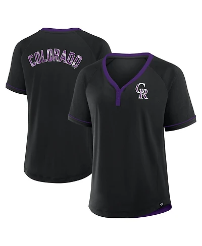 Fanatics Women's Black Colorado Rockies League Diva Star Raglan V-Neck T-Shirt