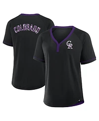 Fanatics Women's Black Colorado Rockies League Diva Star Raglan V-Neck T-Shirt