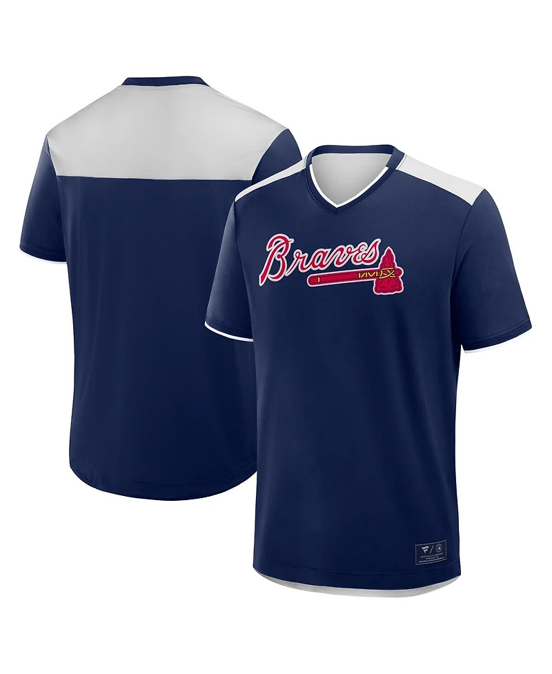 Fanatics Men's Navy Atlanta Braves Walk Off V-Neck T-Shirt