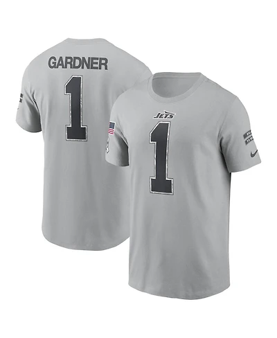 Nike Men's Ahmad Sauce Gardner Gray New York Jets 2024 Salute to Service Name Number T-Shirt