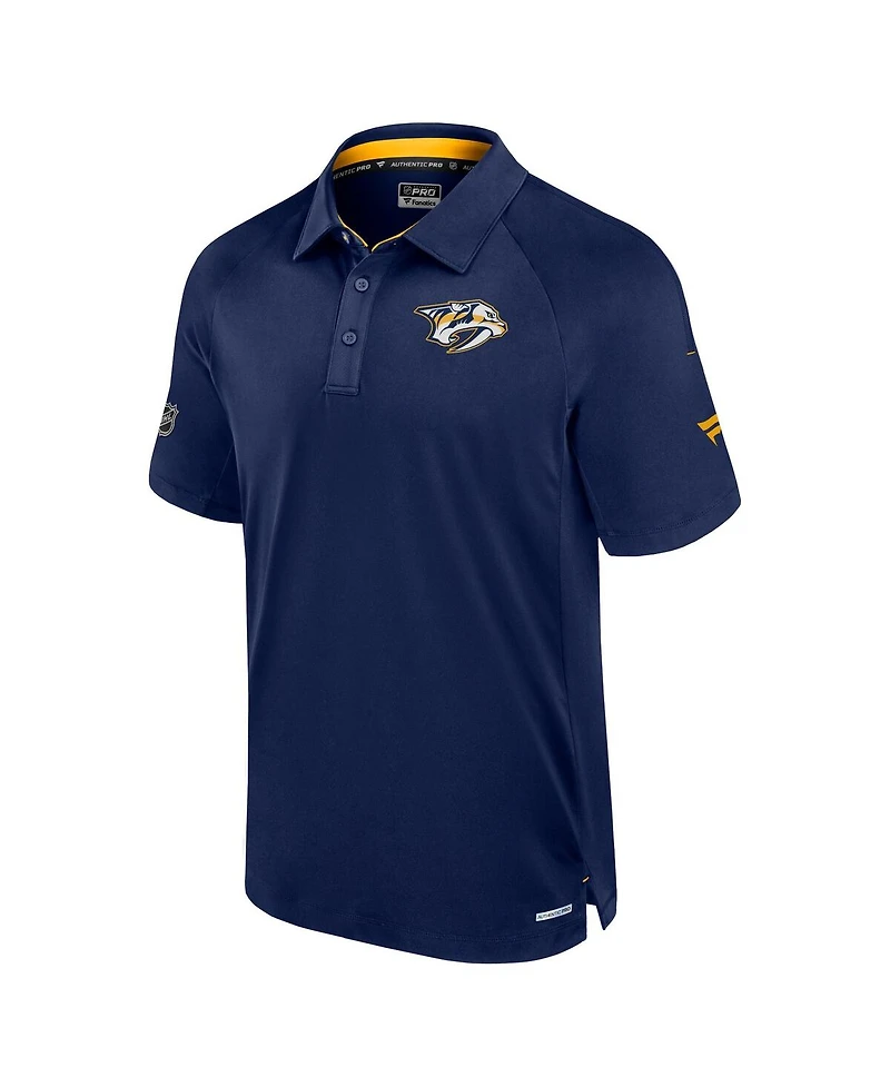 Fanatics Men's Navy Nashville Predators Authentic Pro Rink Raglan Polo Shirt