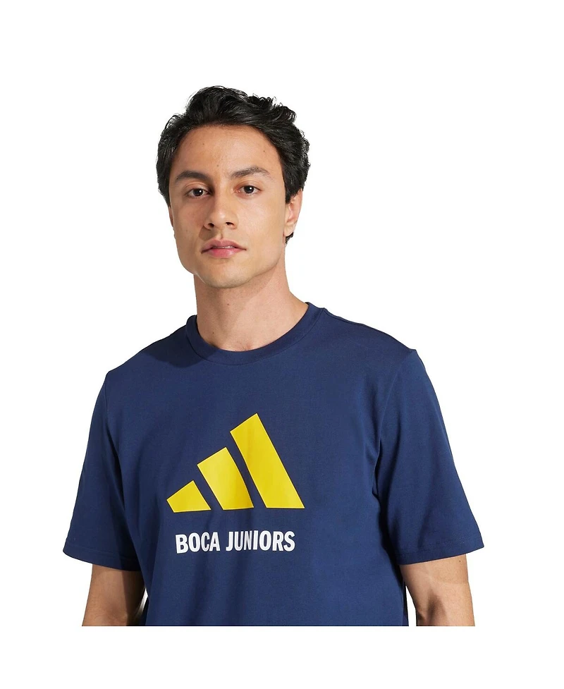 Adidas Men's White Boca Juniors Three-Stripes Wordmark T-Shirt