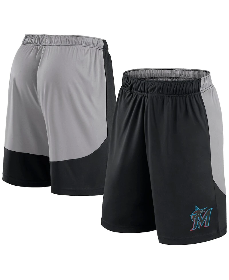Fanatics Men's Black/Gray Miami Marlins Go Hard Shorts