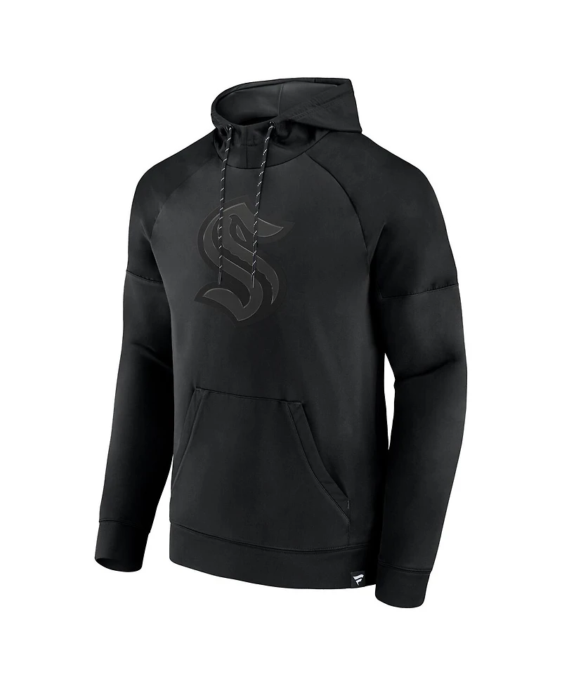 Fanatics Men's Seattle Kraken Black Ice Defender Raglan Pullover Hoodie