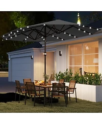 Outsunny Double-Sided Sun Umbrella, Garden Parasol with Light