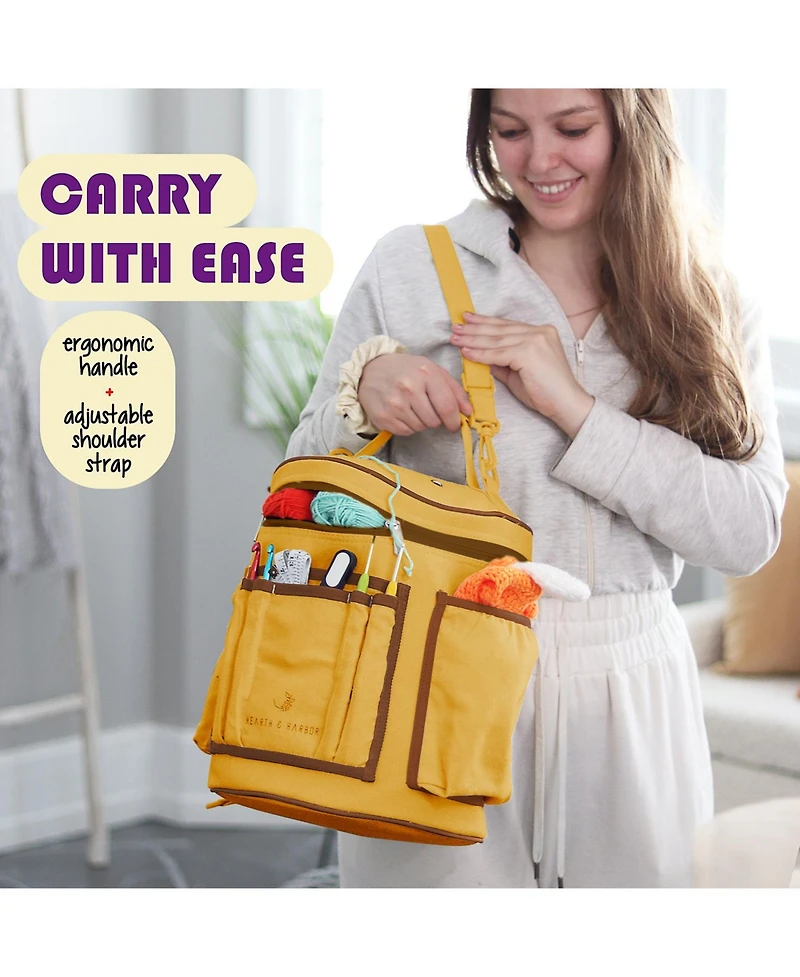 Hearth & Harbor Crochet Starter Kit for Beginners Adults Kids with Video Tutorials - Amigurumi Crocheting Yarn Bag