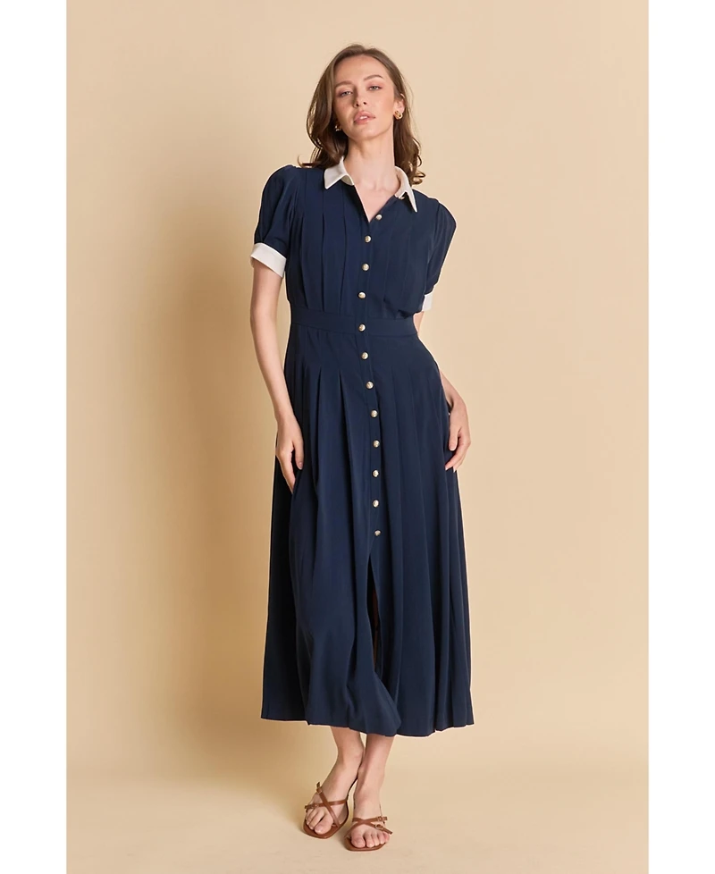 English Factory Women's Pleated Shirt Midi Dress