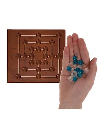 We Games Nine Men's Morris Wooden Travel Game with Marbles