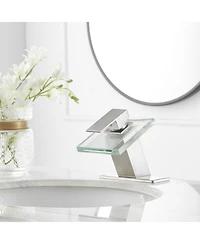 Greenspring Waterfall Single Hole Single-Handle Low-Arc Bathroom Faucet With Glass Spout Polished Chrome