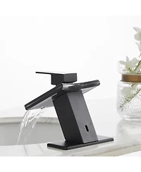 Greenspring Waterfall Single Hole Single-Handle Low-Arc Bathroom Faucet With Glass Spout In Polished Chrome