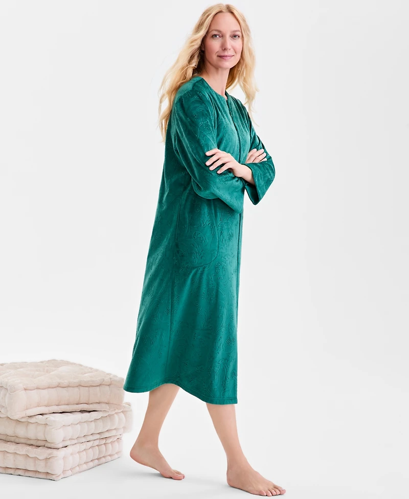 Charter Club Women's Embossed Velour Zip-Front Robe, Macy's Exclusive