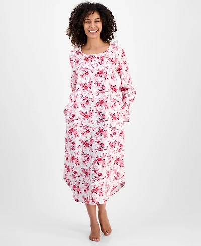 Charter Club Women's Flannel Ruffle-Neck Long Sleeve Nightgown