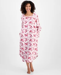 Charter Club Women's Flannel Ruffle-Neck Long Sleeve Nightgown