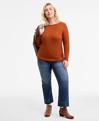 Liverpool Los Angeles Trendy Plus Ribbed Boatneck Top