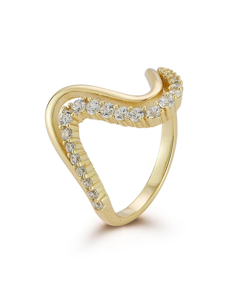 Rachel Zoe 14K Gold Plated Sterling Silver Double Wave Ring