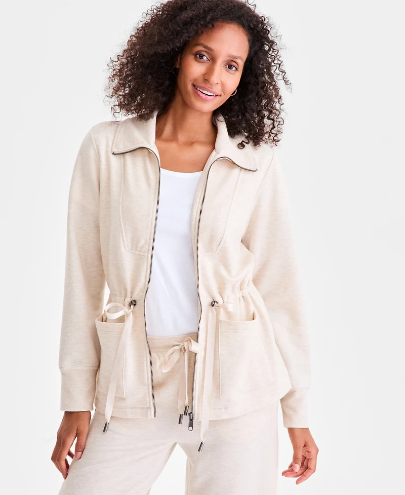 Style & Co Luxe-Fleece Front-Zip Drawstring-Waist Jacket, Macy's Exclusive