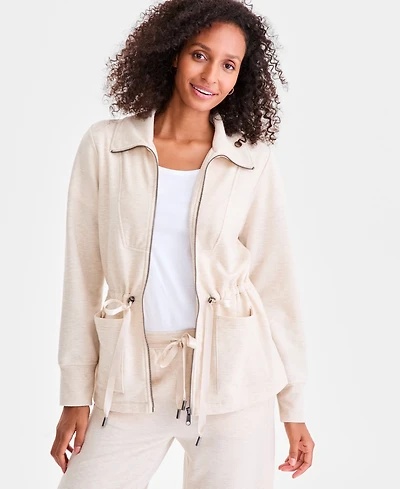 Style & Co Luxe-Fleece Front-Zip Drawstring-Waist Jacket, Macy's Exclusive