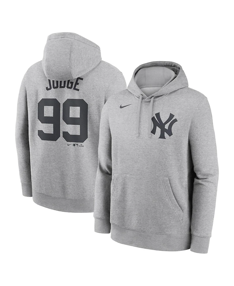 Nike Men's Aaron Judge Heather Gray New York Yankees Player Name Number Club Fleece Pullover Hoodie