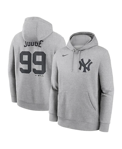 Nike Men's Aaron Judge Heather Gray New York Yankees Player Name Number Club Fleece Pullover Hoodie