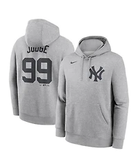 Nike Men's Aaron Judge Heather Gray New York Yankees Player Name Number Club Fleece Pullover Hoodie