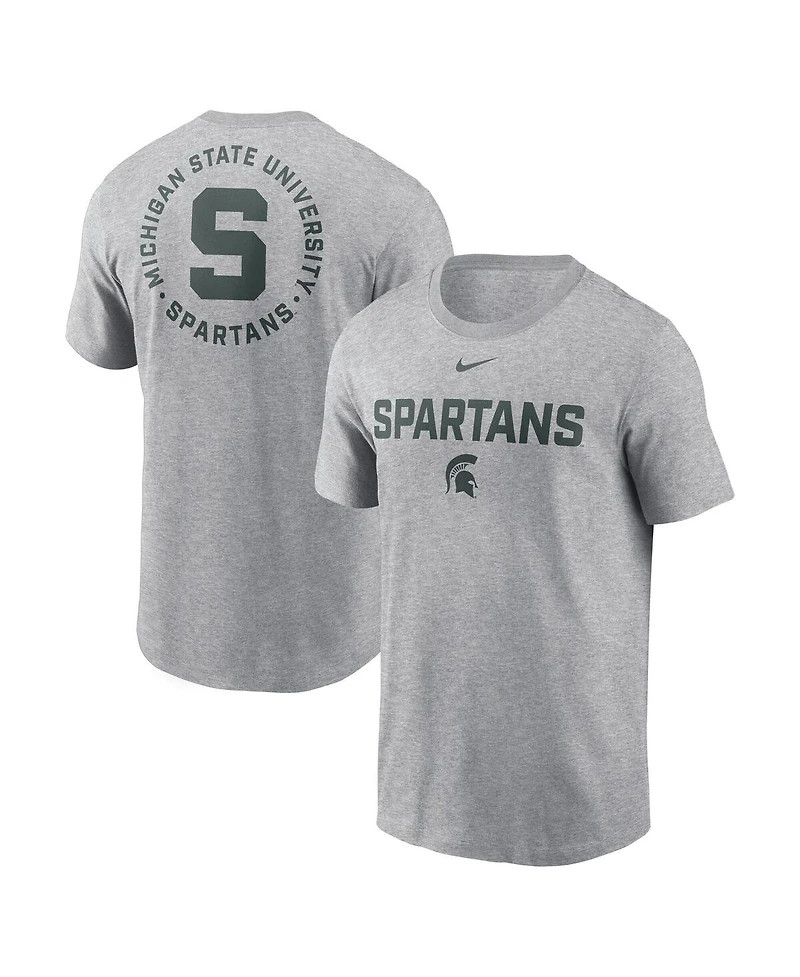 Nike Men's Heather Gray Michigan State Spartans Campus 2-Hit T-Shirt