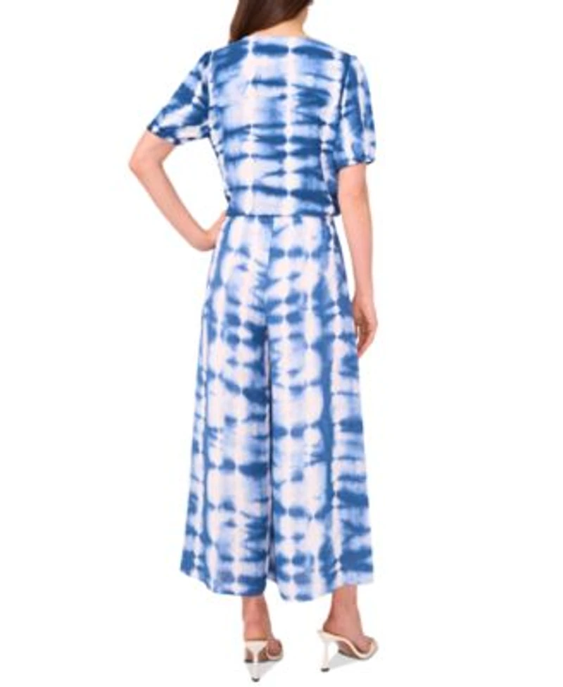 Sam Jess Womens Tie Dyed Tie Front Top Pull On Pants